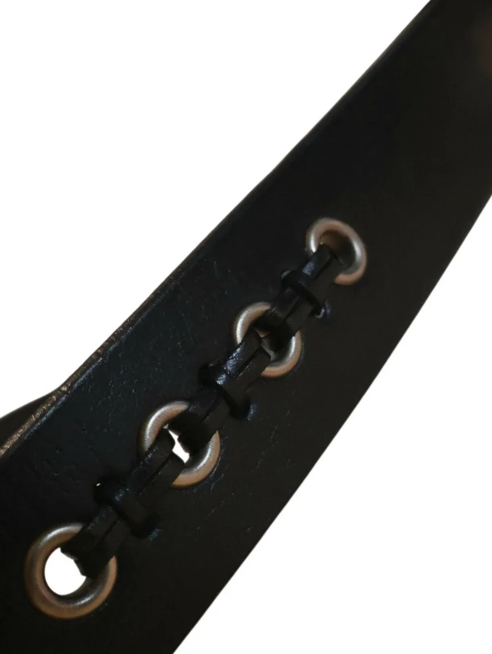 Vintage 90s Rolfs Black Leather Belt with Chain Detail Size Large